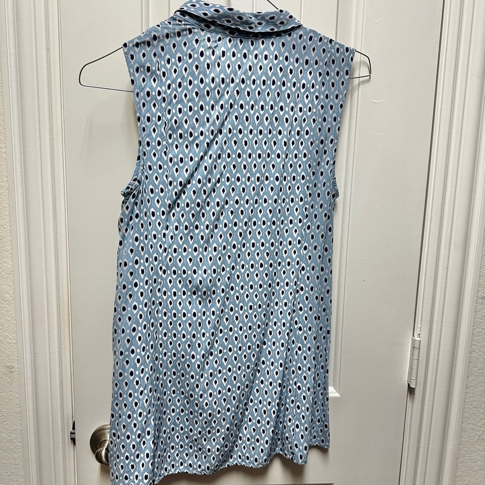 J. Jill Sleeveless Blue Patterned Women's Top - Picture 4 of 4